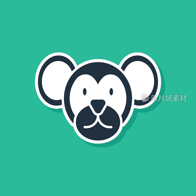 Blue Monkey icon isolated on green background. Animal symbol. Vector